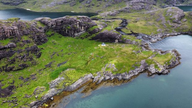 Aerial view of the hut
